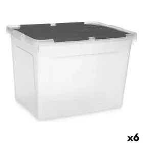 Boîte de rangement avec couvercle 48 L Transparent Anthracite (6 Unités) de Kipit, Boîtes et coffres de rangement - Réf : S36...