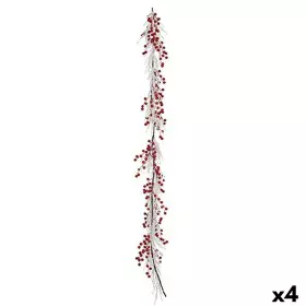 Grinalda de Natal Rama Branco Vermelho Plástico 180 x 14 cm (4 Unidades) de Krist+, Natal - Ref: S3627001, Preço: 81,40 €, De...