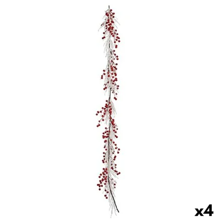 Christmas garland Branch White Red Plastic 180 x 14 cm (4 Units) by Krist+, Christmas - Ref: S3627001, Price: 81,40 €, Discou...