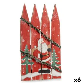 Decoración Colgante Cartel Papá Noel Luz LED Rojo Plástico Madera MDF 34,7 x 4 x 60 cm (6 Unidades) de Krist+, Navidad - Ref:...