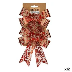 Lazo Adorno Navideño Estampado Rojo Dorado PVC 15 x 4 x 16 cm (12 Unidades) de Krist+, Navidad - Ref: S3627033, Precio: 19,98...