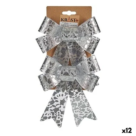 Lazo Adorno Navideño Estampado Plateado PVC 15 x 4 x 16 cm (12 Unidades) de Krist+, Navidad - Ref: S3627034, Precio: 19,66 €,...