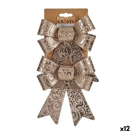 Lazo Adorno Navideño Bronce PVC 15 x 4 x 16 cm (12 Unidades) de Krist+, Navidad - Ref: S3627036, Precio: 19,66 €, Descuento: %