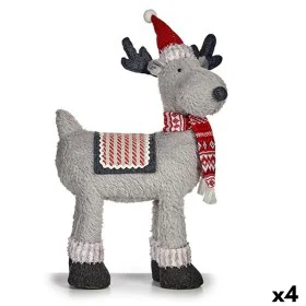 Decorative Figure Christmas Reindeer Red Grey 22 x 47 x 45 cm (4 Units) by Krist+, Christmas - Ref: S3627096, Price: 78,34 €,...