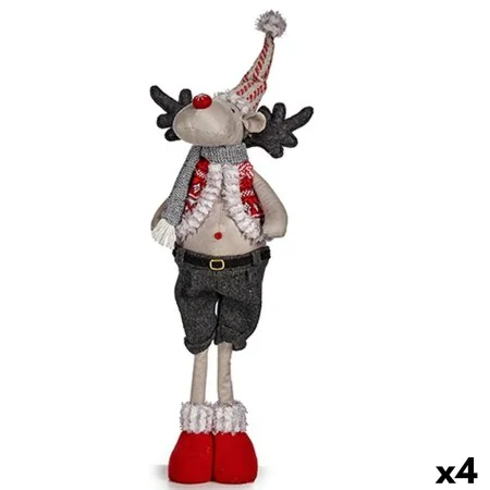 Decorative Figure Christmas Reindeer Red Grey Polyester 13 x 65 x 18 cm (4 Units) by Krist+, Christmas - Ref: S3627099, Price...