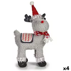 Decorative Figure Christmas Reindeer Red Grey 21 x 36 x 36 cm (4 Units) by Krist+, Christmas - Ref: S3627101, Price: 45,65 €,...