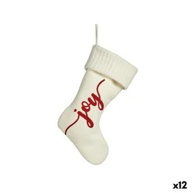 Christmas bauble Joy Christmas Stocking White Cloth 28 x 4 x 46 cm (12 Units) by Krist+, Christmas - Ref: S3627106, Price: 81...