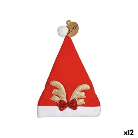 Father Christmas Hat Reindeer Red Golden 28 x 2 x 39 cm (12 Units) by Krist+, Christmas - Ref: S3627159, Price: 19,98 €, Disc...