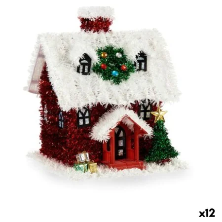 Figurine Décorative Maison guirlande Blanc Rouge polypropylène PET 19 x 24,5 x 19 cm (12 Unités) de Krist+, Noël - Réf : S362...