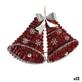 Christmas bauble Pendant Hoods Tinsel LED Light White Red 52 x 31,5 x 7,5 cm (12 Units) by Krist+, Christmas - Ref: S3627190,...