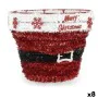 Decorative Figure Basket Tinsel White Red polypropylene PET 27 x 22 x 27 cm (8 Units) by Krist+, Christmas - Ref: S3627201, P...