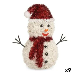 Figura Decorativa Boneco de neve Enfeite Cintilante Branco Vermelho Polipropileno PET 24 x 26 x 14 cm (9 Unidades) de Krist+,...