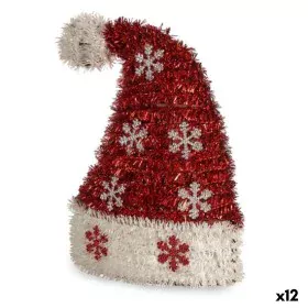 Statua Decorativa Cappello di Babbo Natale Tinsel Bianco Rosso polipropilene PET 17 x 23 x 9,5 cm (12 Unità) di Krist+, Natal...