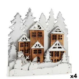 Figura Decorativa Leve Povoação Branco Castanho Madeira 44 x 44,7 x 6 cm (4 Unidades) de Krist+, Natal - Ref: S3627245, Preço...