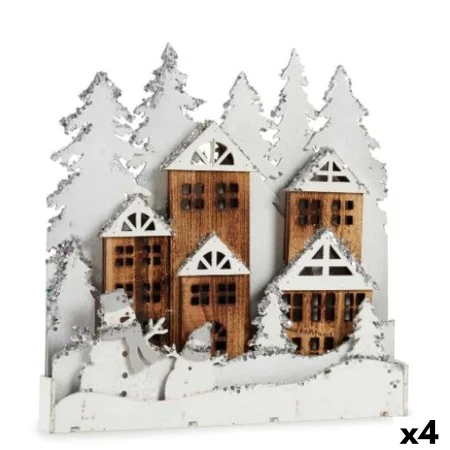 Figurine Décorative Lumière ville Blanc Marron Bois 44 x 44,7 x 6 cm (4 Unités) de Krist+, Noël - Réf : S3627245, Prix : 103,...