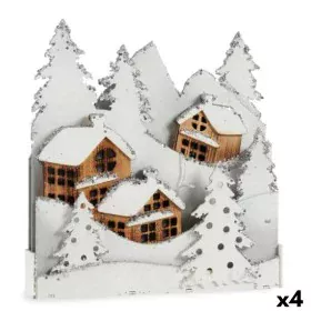 Decorative Figure Light Town White Brown Wood 44 x 48 x 7,5 cm (4 Units) by Krist+, Christmas - Ref: S3627247, Price: 103,16 ...