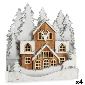 Figura Decorativa Luz Pueblo Blanco Marrón Madera 44 x 43 x 6 cm (4 Unidades) de Krist+, Navidad - Ref: S3627248, Precio: 103...