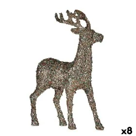 Decorative Figure Christmas Reindeer Glitter Mint champagne Plastic 15 x 45 x 30 cm (8 Units) by Krist+, Christmas - Ref: S36...