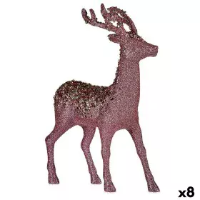 Decorative Figure Christmas Reindeer Pink Plastic 15 x 45 x 30 cm (8 Units) by Krist+, Christmas - Ref: S3627277, Price: 89,8...