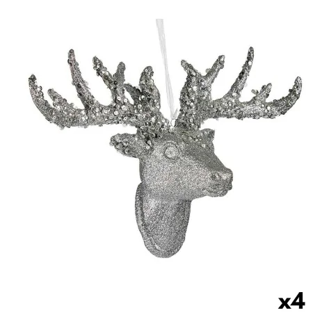 Christmas bauble Christmas Reindeer Pendant Silver 32 cm (4 Units) by Krist+, Christmas - Ref: S3627283, Price: 22,32 €, Disc...