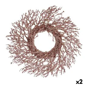 Couronne de Noël Branche Rose Plastique 50 x 10 x 50 cm (2 Unités) de Krist+, Noël - Réf : S3627287, Prix : 36,24 €, Remise : %