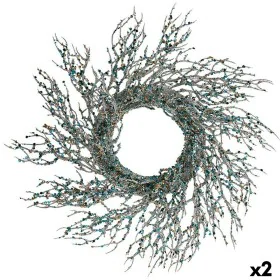 Advent wreathe Branch Blue Plastic 50 x 10 x 50 cm (2 Units) by Krist+, Christmas - Ref: S3627289, Price: 36,24 €, Discount: %