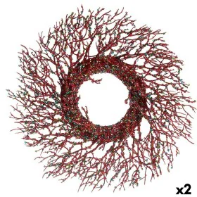 Couronne de Noël Branche Rouge Plastique 50 x 10 x 50 cm (2 Unités) de Krist+, Noël - Réf : S3627290, Prix : 36,24 €, Remise : %