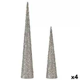 Set of Figures Cones Sequins White Plastic (4 Units) by Krist+, Christmas - Ref: S3627293, Price: 46,90 €, Discount: %