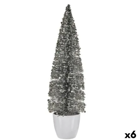 Decorative Figure Christmas Tree Silver Plastic 10 x 38 x 10 cm (6 Units) by Krist+, Christmas - Ref: S3627309, Price: 40,28 ...