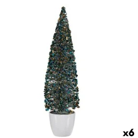 Decorative Figure Christmas Tree Blue Golden Plastic 10 x 38 x 10 cm (6 Units) by Krist+, Christmas - Ref: S3627314, Price: 4...