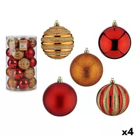 Set of Christmas balls Red Orange PVC Ø 8 cm (4 Units) by Krist+, Christmas - Ref: S3627417, Price: 55,97 €, Discount: %