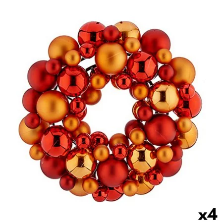 Couronne de Noël Balles Rouge Orange PVC 35 x 10 x 35 cm (4 Unités) de Krist+, Noël - Réf : S3627422, Prix : 55,97 €, Remise : %