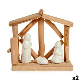 Christmas nativity set White Natural Wood Ceramic 17 x 14,5 x 8 cm (2 Units) by Krist+, Christmas - Ref: S3627451, Price: 20,...