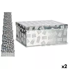 Set of decorative boxes Gift Box Silver Cardboard (2 Units) by Krist+, Christmas - Ref: S3627506, Price: 62,35 €, Discount: %