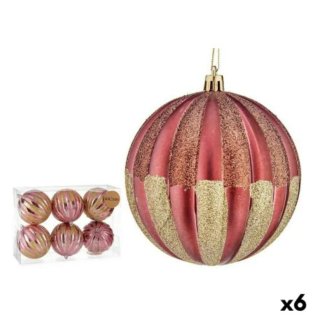 Set of Christmas balls 10 cm Pink Golden Plastic (6 Units) by Krist+, Christmas - Ref: S3627568, Price: 46,63 €, Discount: %