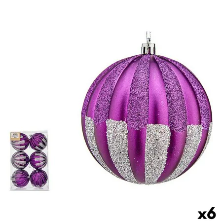 Set of Christmas balls 10 cm Purple Silver PVC (6 Units) by Krist+, Christmas - Ref: S3627569, Price: 35,70 €, Discount: %