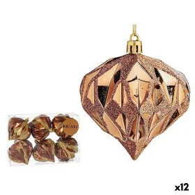 Set of Christmas balls Diamond Brown Plastic 8 x 9 x 8 cm (12 Units) by Krist+, Christmas - Ref: S3627576, Price: 51,65 €, Di...