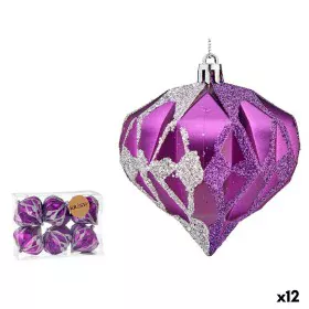 Set de Bolas de Navidad Diamante Morado Plateado Plástico 8 x 9 x 8 cm (12 Unidades) de Krist+, Navidad - Ref: S3627584, Prec...