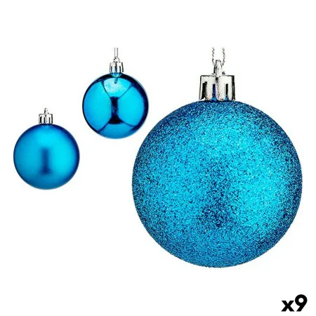 Lot de boules de Noël 6 cm Bleu Plastique (9 Unités) de Krist+, Noël - Réf : S3627705, Prix : 15,78 €, Remise : %