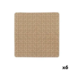 Tapete Antiderrapante para Duche Quadros Bege PVC 50,3 x 50,3 x 0,7 cm (6 Unidades) de Berilo, Acessórios para duche - Ref: S...