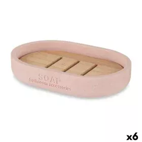 Soap dish Pink Resin Bamboo 12,5 x 2,5 x 8,5 cm (6 Units) by Berilo, Stands and dispensers - Ref: S3628106, Price: 18,56 €, D...