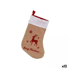 Christmas bauble Christmas Stocking Reindeer Brown 25 x 1,5 x 40 cm (12 Units) by Krist+, Christmas - Ref: S3628287, Price: 1...