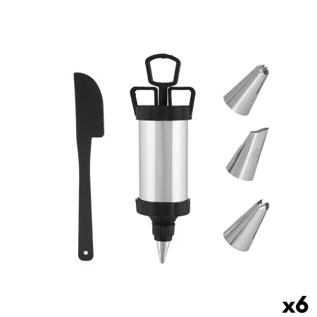 Pastry Bag Set Black Silver Stainless steel (6 Units) by Kinvara, Utensils for decoration - Ref: S3628394, Price: 10,09 €, Di...