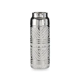 Vase Silver Ceramic Stripes 10,5 x 30 x 10,5 cm Cylindrical by Gift Decor, Vases - Ref: S3628396, Price: 7,74 €, Discount: %