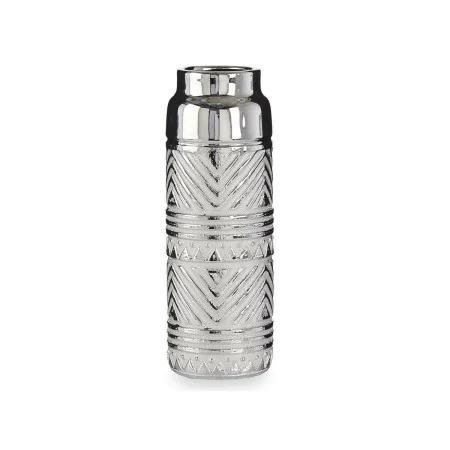 Vase Silver Ceramic Stripes 10,5 x 30 x 10,5 cm Cylindrical by Gift Decor, Vases - Ref: S3628396, Price: 7,74 €, Discount: %