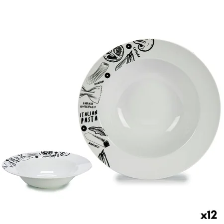 Assiette à pâtes Blanc Noir Porcelaine 30 x 7,5 x 30 cm (12 Unités) de BigBuy Home, Plats et plateaux - Réf : S3628433, Prix ...