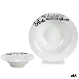 Plato para Pasta Blanco Negro Porcelana 23 x 2 x 23 cm (16 Unidades) de BigBuy Home, Platos y fuentes - Ref: S3628434, Precio...