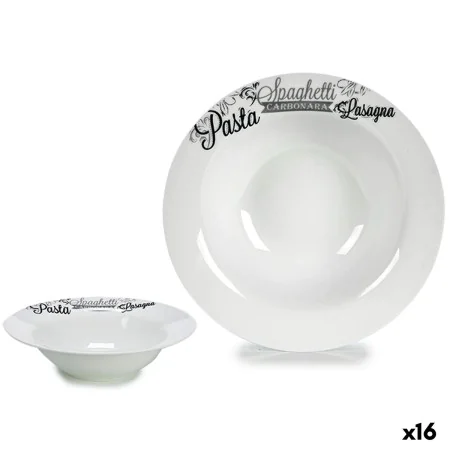 Pasta Dish White Black Porcelain 23 x 2 x 23 cm (16 Units) by BigBuy Home, Plates and dishes - Ref: S3628434, Price: 59,30 €,...