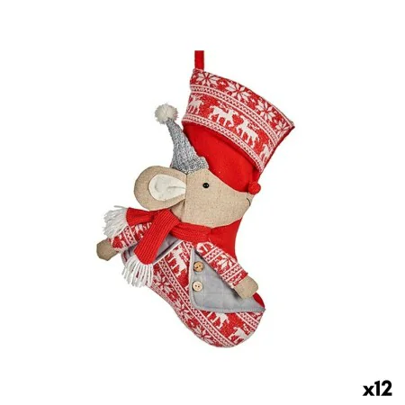 Christmas bauble Christmas Stocking Mouse Grey Polyester 31 x 5 x 48 cm (12 Units) by Krist+, Christmas - Ref: S3628462, Pric...