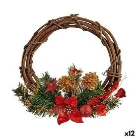 Couronne de Noël Rouge Vert Bois Plastique 33 x 9 x 35 cm (12 Unités) de Krist+, Noël - Réf : S3628469, Prix : 97,24 €, Remis...